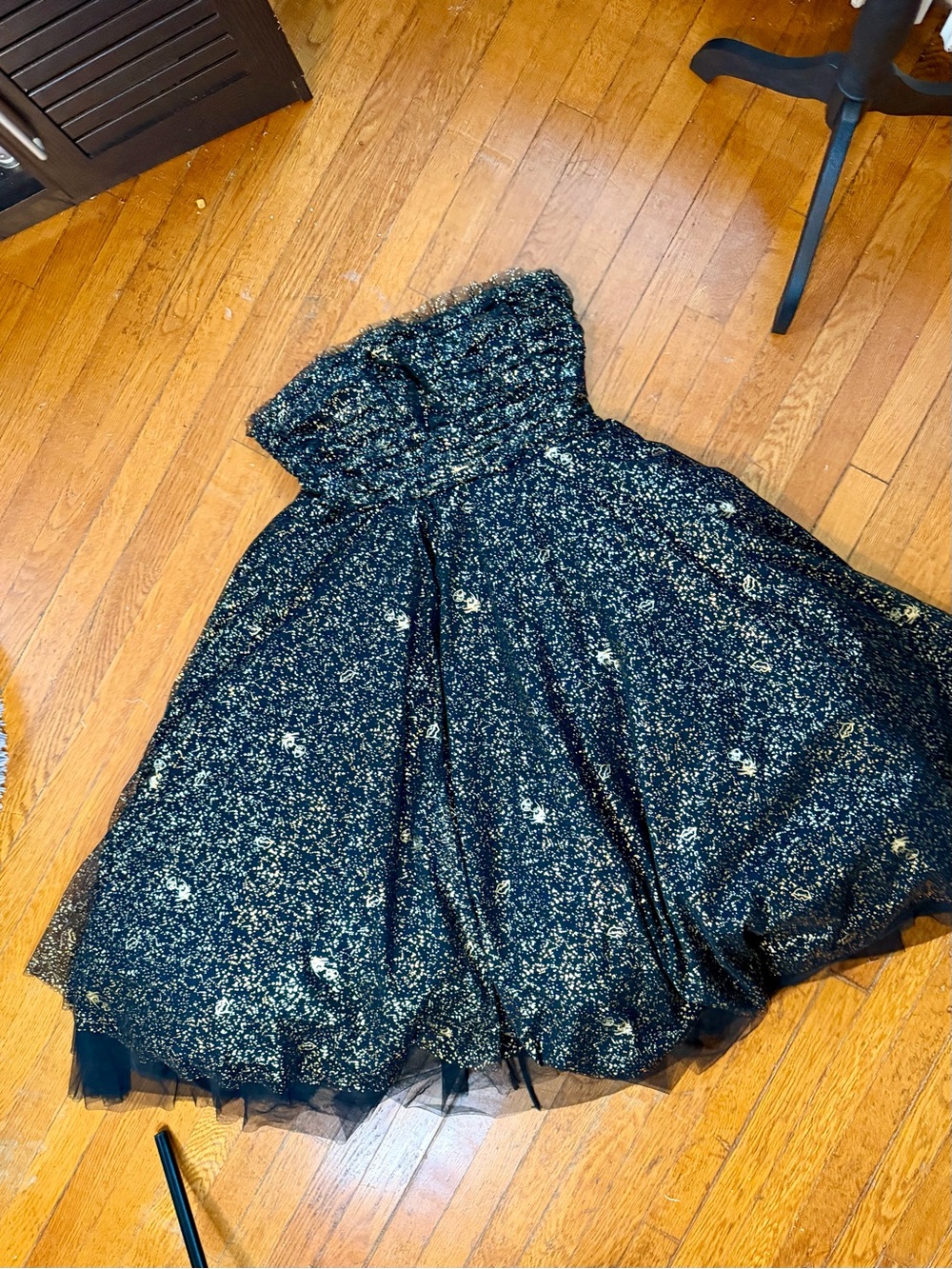 Betsey Johnson for Torrid Tulle Dress with Gold Metallic Print